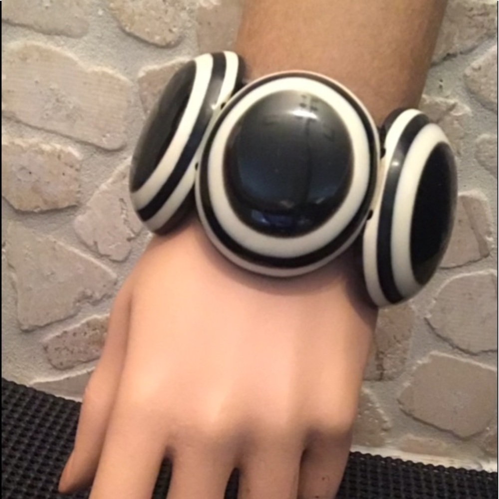 Big Black n White Stretch Bracelet